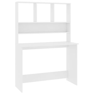 vidaXL Desk White Engineered Wood Medium Desk Rectangular Modern