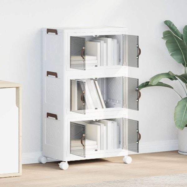 vidaXL Stackable Storage Box with Wheels 3-Tier 7.4 gal 19.1x11.6x33.9"