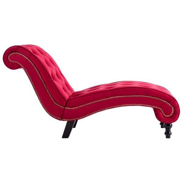 vidaXL Chaise Lounge Red Velvet, Polyester Large Ergonomic
