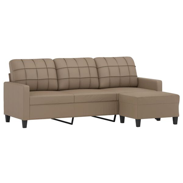 vidaXL 3-seater Sofa With Footstool Cappuccino
