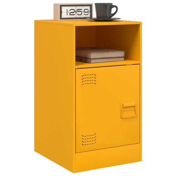 vidaXL Bedside Cabinet Set of 2 Mustard Yellow Cold-rolled steel Medium