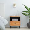 vidaXL Bedside Cabinet Natural Wood Solid Acacia Wood, Engineered Wood, Iron