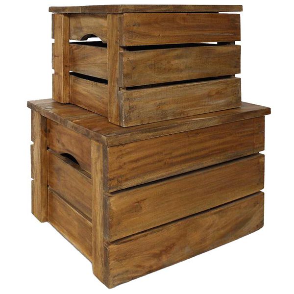 vidaXL Storage Crate Natural Mahogany Solid mahogany wood