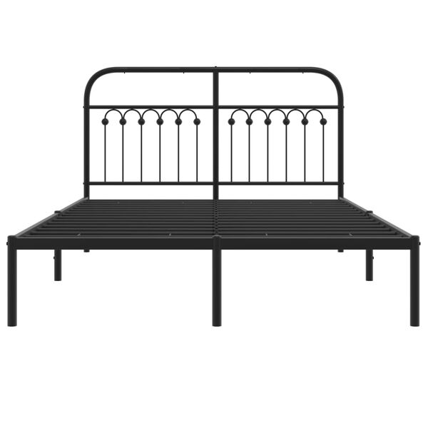 vidaXL Bed Frame Black Steel 55.1 x 74.8 in Bed Frame Rectangular