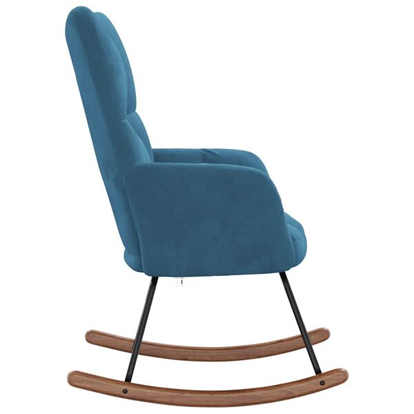 vidaXL Rocking Chair Blue Velvet Medium Nice Design Rocking Chair