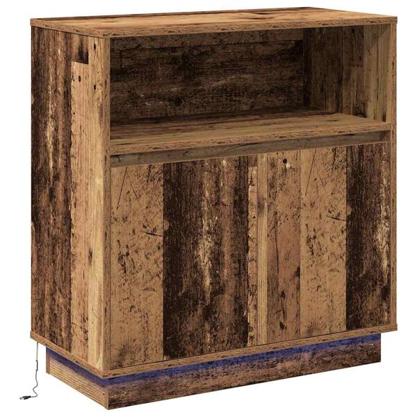 vidaXL LED Sideboard Old Wood 27.95 x 13.58 x 29.53 in Engineered Wood