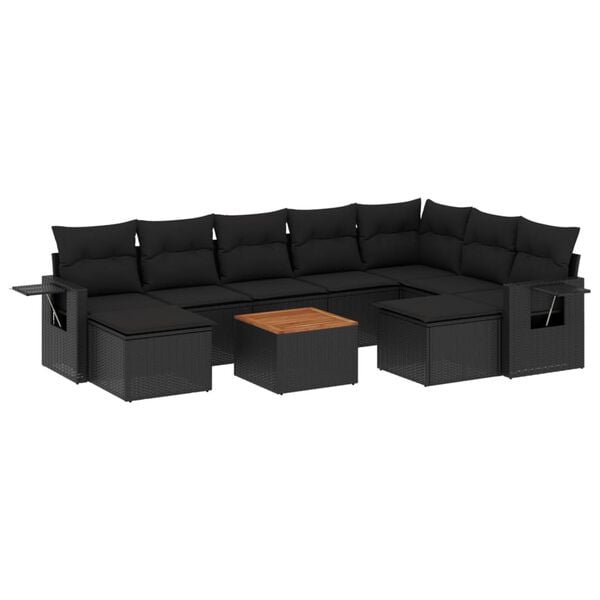 vidaXL Garden Sofa Set Black
