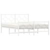 vidaXL Bed Frame White Powder-coated steel Full Bed Frame Rectangular