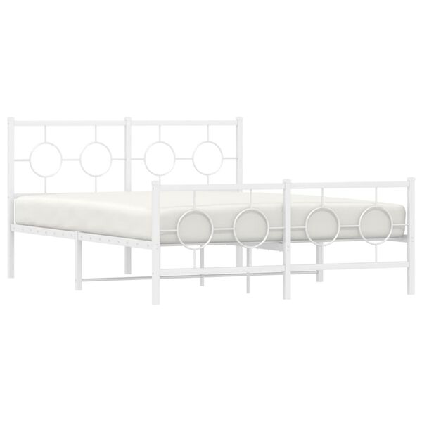 vidaXL Bed Frame White Powder-coated steel Full Bed Frame Rectangular