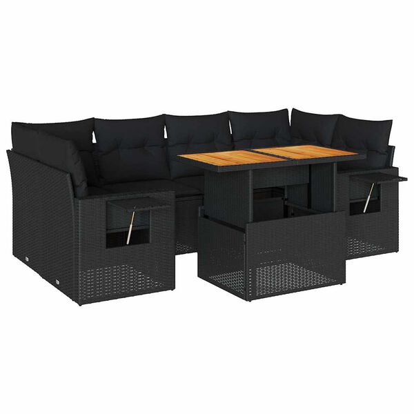 vidaXL Garden Sofa Set Black