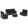 vidaXL Garden Sofa Set Black PE rattan 8 Piece Sofa Set Adjustable Feet