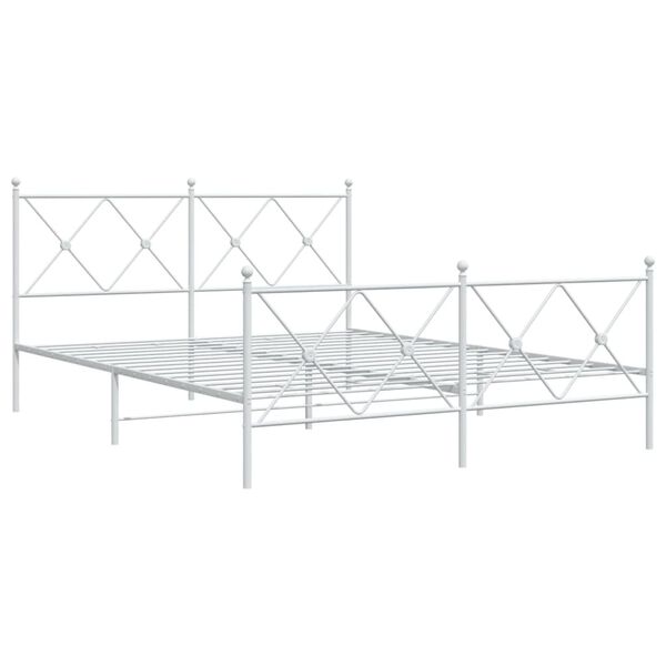 vidaXL Bed Frame White Steel King Size Bed Frame Rectangular Durable
