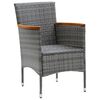 vidaXL Dining Set Grey Solid Acacia wood, Powder-Coated Steel, PE Rattan