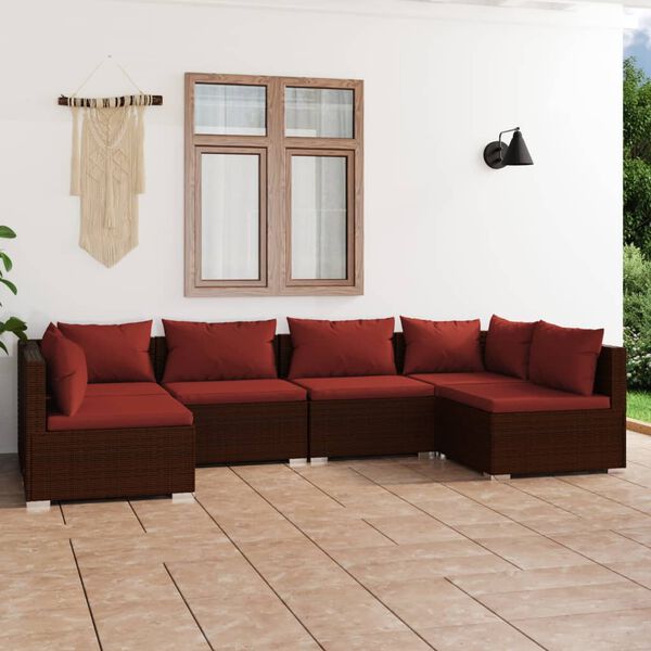 vidaXL Garden Lounge Set Brown and Cinnamon Red