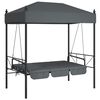 vidaXL Garden Swing Bench Dark Grey Powder-Coated Steel, Polyester