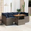 vidaXL 7 Piece Patio Sofa Set with Cushions Gray Poly Rattan