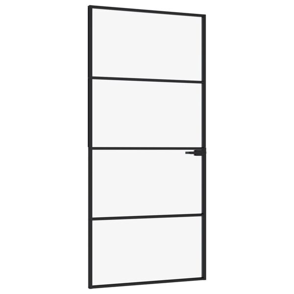 vidaXL Interior Door Black 36.6"x79.3" Tempered Glass&Aluminum Slim