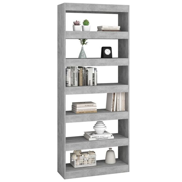 vidaXL Book Cabinet Concrete grey Engineered wood Tall and Narrow