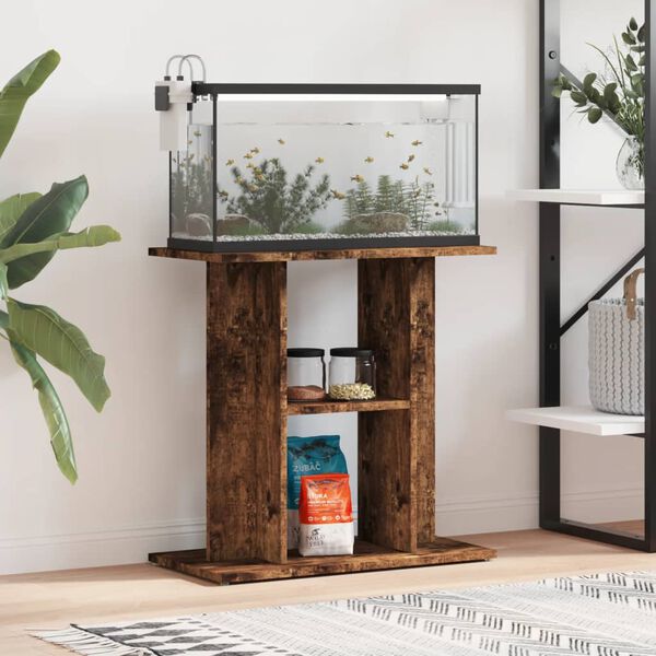 vidaXL Aquarium Stand Smoked Oak Engineered Wood Aquarium Stand