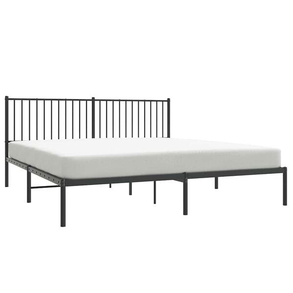 vidaXL Bed Frame Black Powder-coated steel King Bed Frame Rectangular