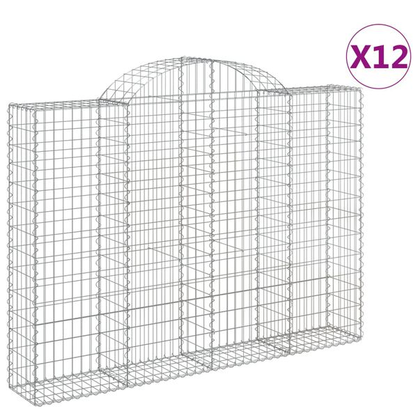 vidaXL Gabion Basket Set of 12 Silver Galvanized iron Medium Durable
