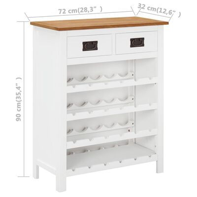 vidaXL Wine Cabinet 28.3"x12.6"x35.4" Solid Oak Wood