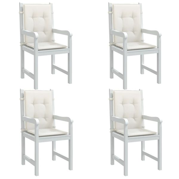 vidaXL Lowback Chair Cushion Set of 4 Melange Cream 100% Polyester Large
