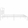 vidaXL Bed Frame White Steel 79 x 79 in Bed Frame Rectangular Modern