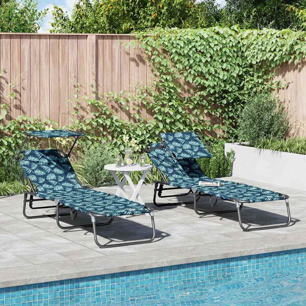 vidaXL Folding Sun Lounger 2 pcs Multicolour 190 x 57 x 81 cm Oxford
