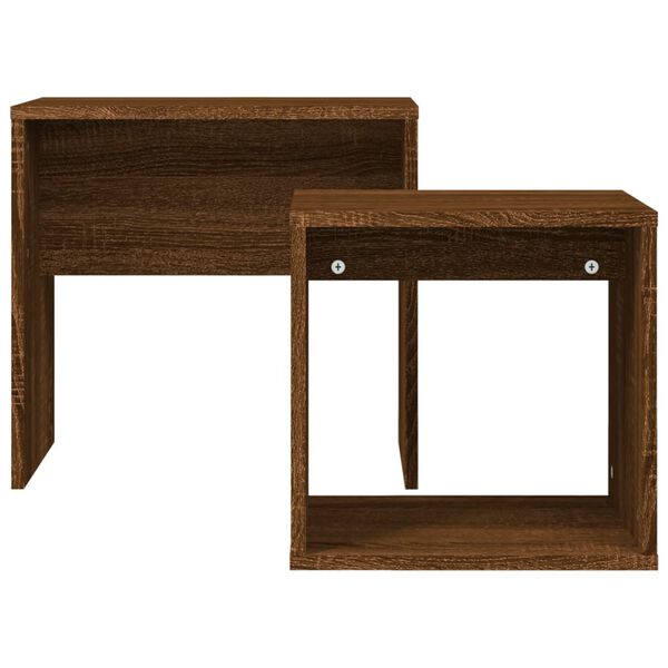 vidaXL Nesting Coffee Table Brown oak Engineered wood Small Stackable