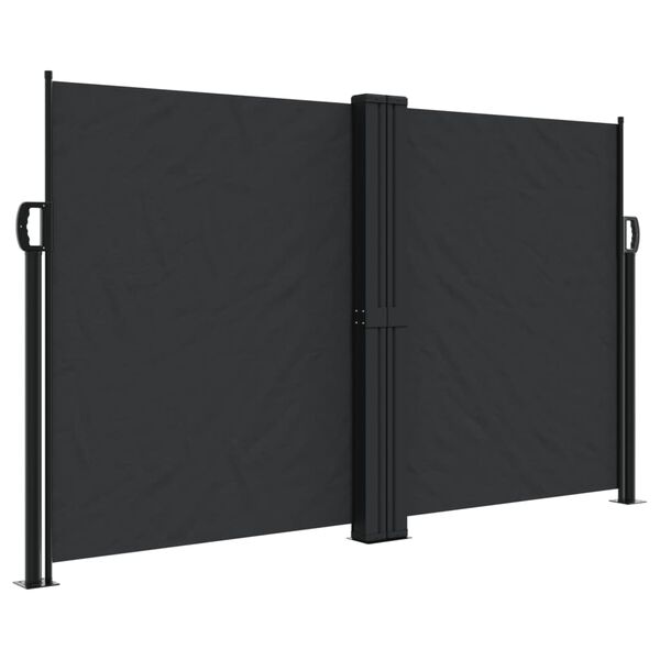 vidaXL Retractable Side Awning Black Polyester with PU coating, Steel