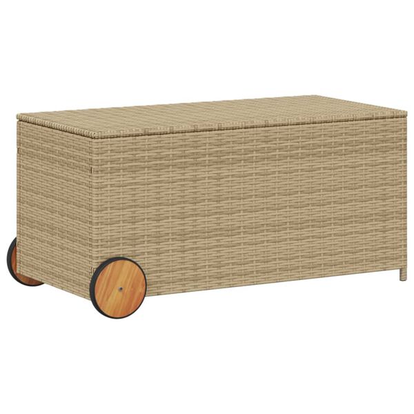 vidaXL Garden Storage Box Mix Beige PE Rattan Large Garden Storage Box