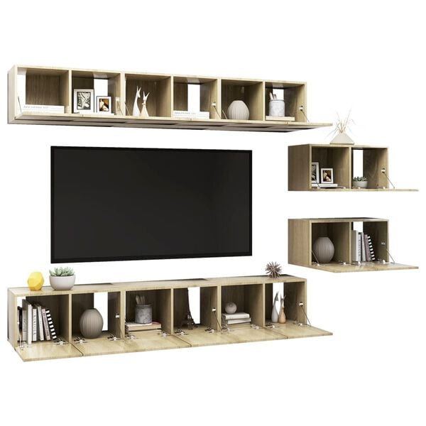 vidaXL TV Cabinet Set of 8 Sonoma oak Engineered wood 8 pieces set