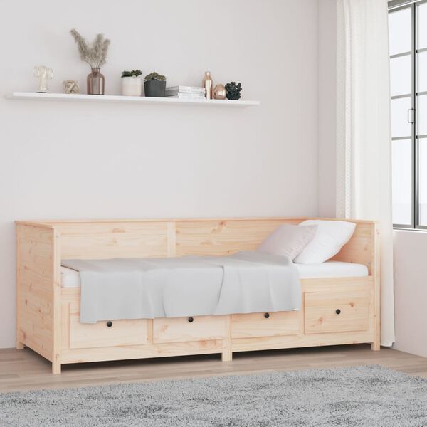 vidaXL Day Bed Natural Pine Solid pine wood Twin Day Bed Rectangular