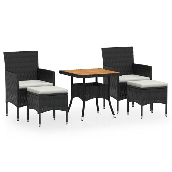 vidaXL Garden Dining Set Black, Cream White