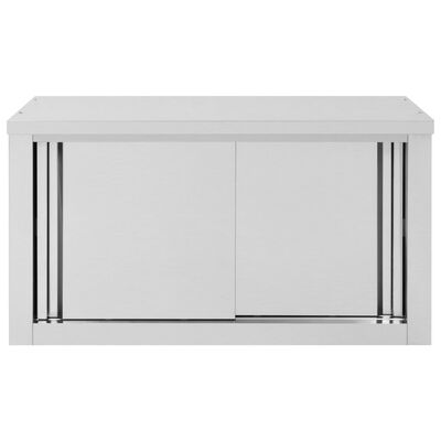 vidaXL Kitchen Wall Cabinet with Sliding Doors 35.4"x15.7"x19.7" Stainless Steel