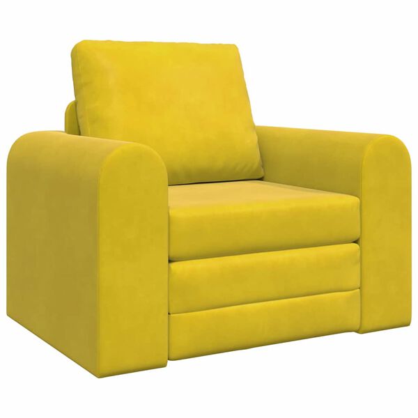 vidaXL Sofa Bed Yellow 38.58 x 27.95 x 32.68 in Velvet