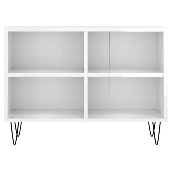 vidaXL TV Cabinet High Gloss White Engineered Wood, Iron TV Cabinet