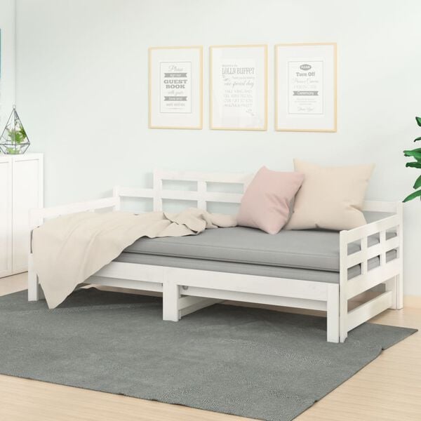 vidaXL Day Bed White Solid pine wood 2x Pull-Out Day Bed Rectangular