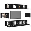 vidaXL TV Cabinet Set Set of 6 Black Engineered Wood Medium