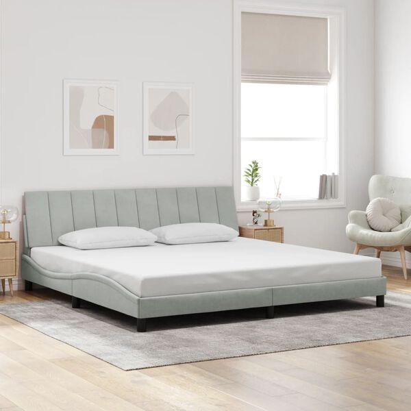 vidaXL Bed Frame without Mattress "Hanko" Light Gray 76"x79.9" Velvet