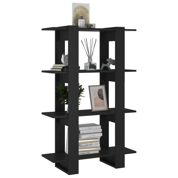 vidaXL Book Cabinet Black Engineered Wood Medium Book Storage