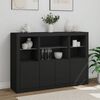 vidaXL Sideboard Set of 3 Black Engineered wood, glass Standard
