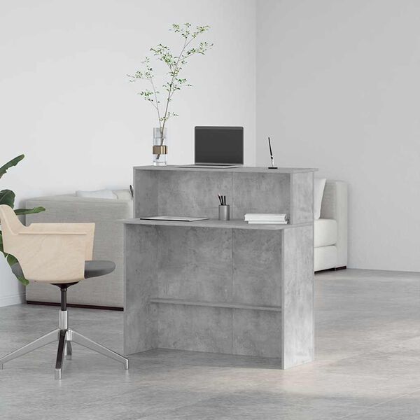 vidaXL Reception Desk Concrete grey Engineered wood Medium