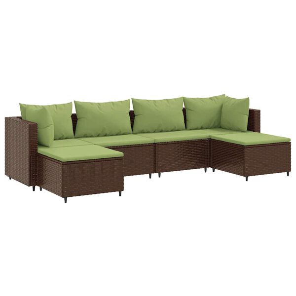vidaXL Patio Lounge Set Brown PE rattan, powder-coated steel, polyester