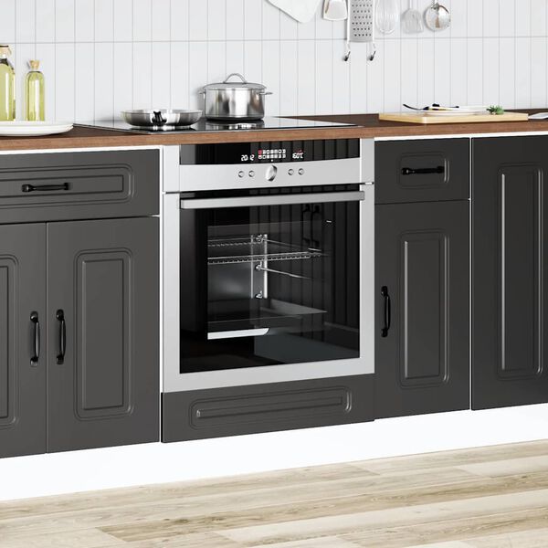 vidaXL Oven Cabinet Black Engineered Wood Compact Height Adjustable