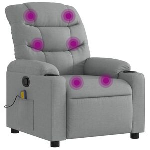 vidaXL Massage Recliner Chair Light Grey Fabric (100% polyester) Standard