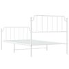 vidaXL Bed Frame White Powder-Coated Steel Twin Bed Frame Rectangular