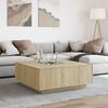 vidaXL Coffee Table Sonoma oak Engineered wood, glass 39.4x39.4 in