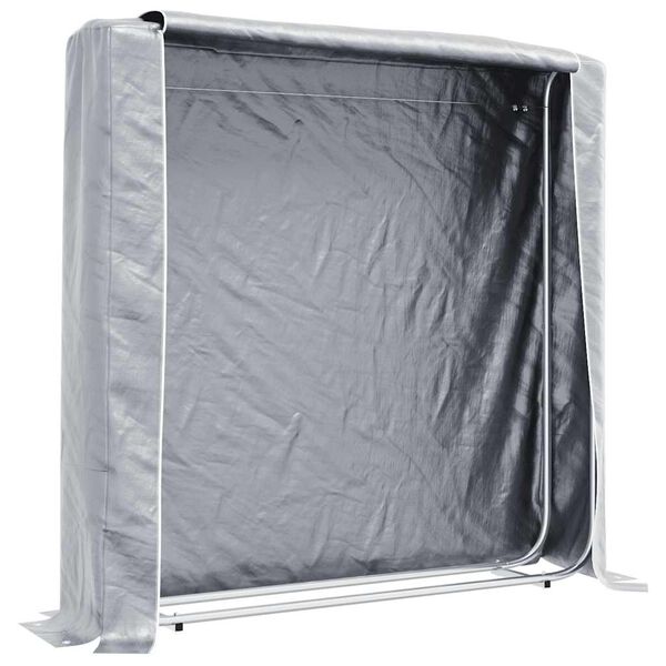 vidaXL Firewood Rack with Rain Cover 59.1x9.8x59.1" Galvanised steel